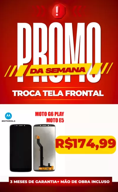 Troca de Tela Frontal Moto G6 Play e Moto E5