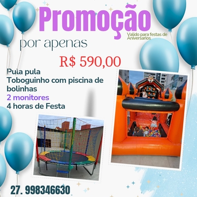 Aluguel de Pula Pula + Toboguinho com Piscina de Bolinhas