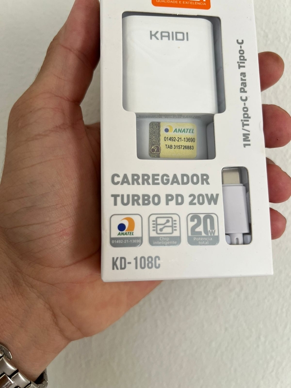 KIT Carregador (Cabo + Fonte) Power Delivery 20W - Tipo C